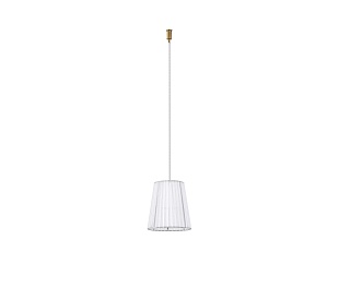 Абажур из органзы белый CASCATA, D160x170 мм, с потолочным креплением (латунь), трос 1200 мм